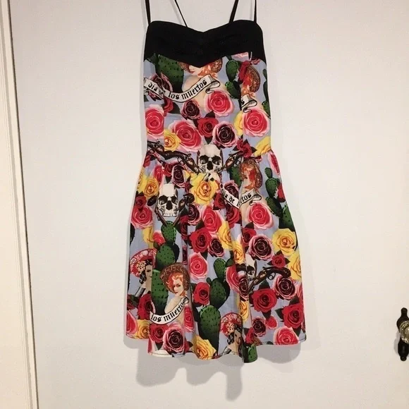 HELL BUNNY Dia De Los Muertos dress SZ Medium - Picture 4 of 7